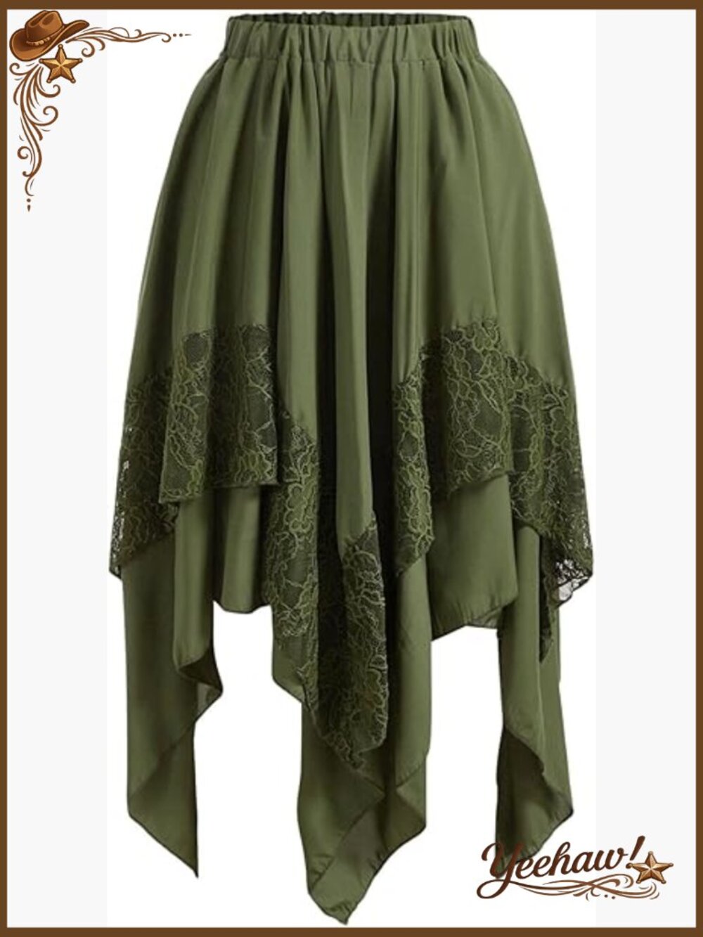 Women's Renaissance Pirate Midi Skirt Asymmetrical Lace High Low A-Line Flowy - Picture 1 of 7